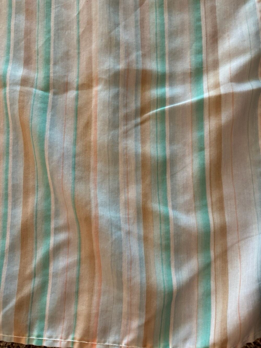 Vintage Twin Striped Southwest Flat Sheet 1970's Yellow Floral Top 64" X 91"